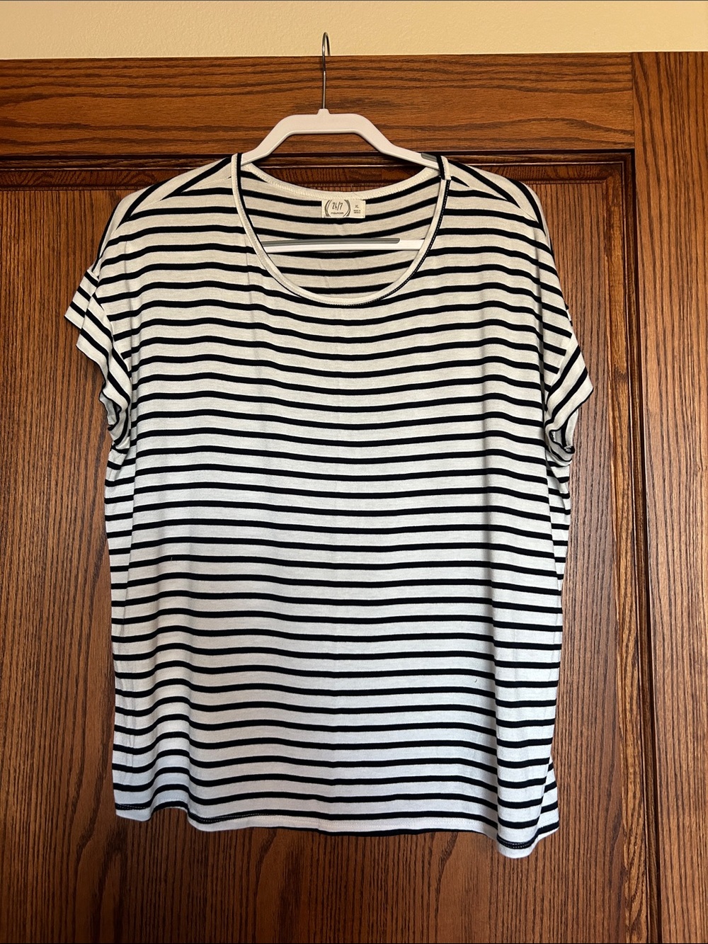 Striped Short Sleeve Tee - Navy & White